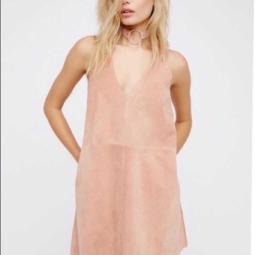 Free people retro love suede dress in mauve EUC